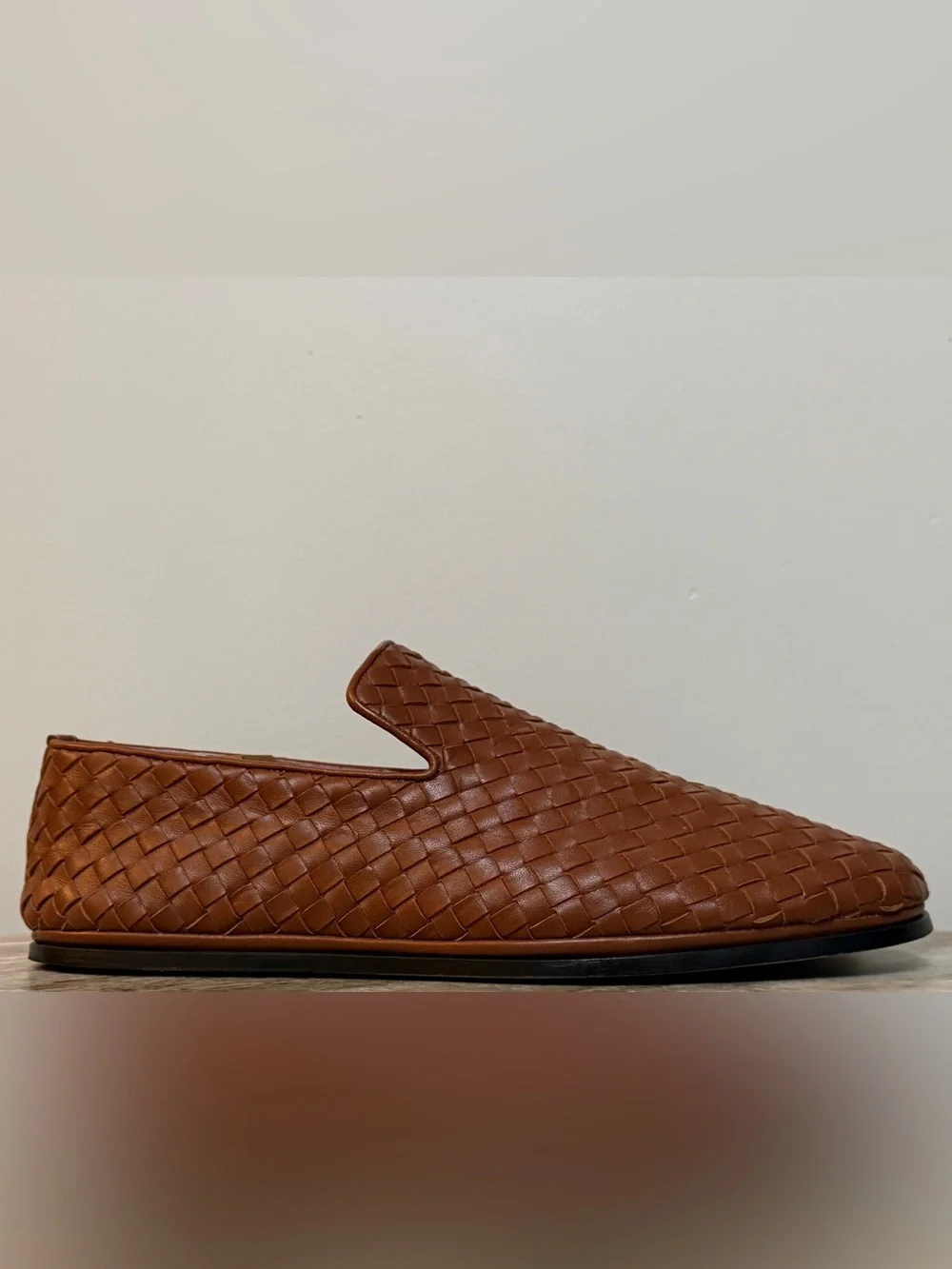 Bottega Veneta Sunday Slipper Caramel Brown Intrecciato Leather 45/ 12 Woven Tan